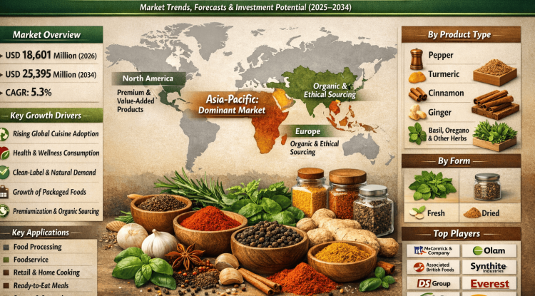 Why Is Global Culinary Herbs and Spices Market Growing at 5.3% CAGR Through 2034?