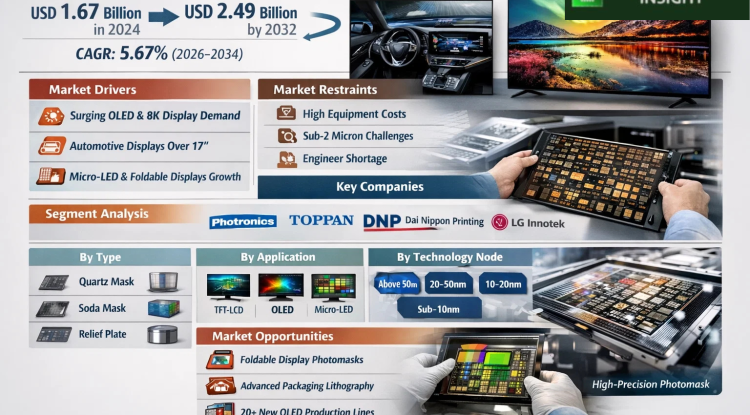 Flat Panel Display Photomask Market to Reach USD 2.49 Billion by 2034 Driven by OLED Expansion