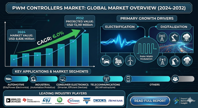 Global PWM Controllers Market Set to Reach USD 13.1 Billion by 2032, Driven by Electrification and Digitalization Trends