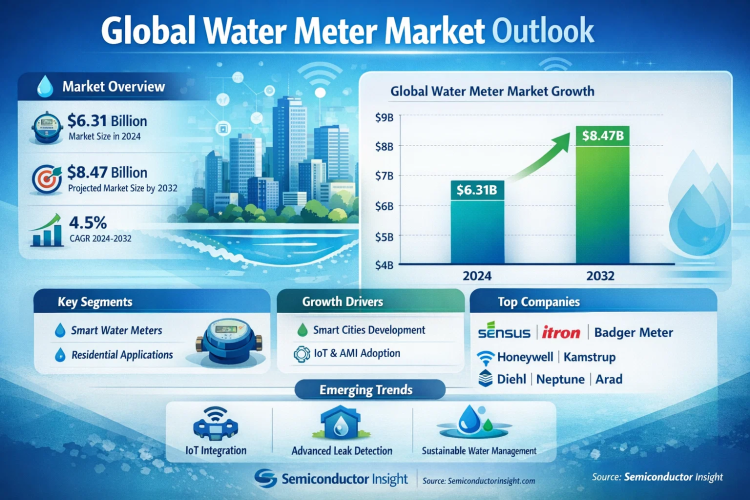Global Water Meter Market to Reach $8.47 Billion by 2032, Growing at 4.5% CAGR Driven by Smart Meter & IoT Adoption
