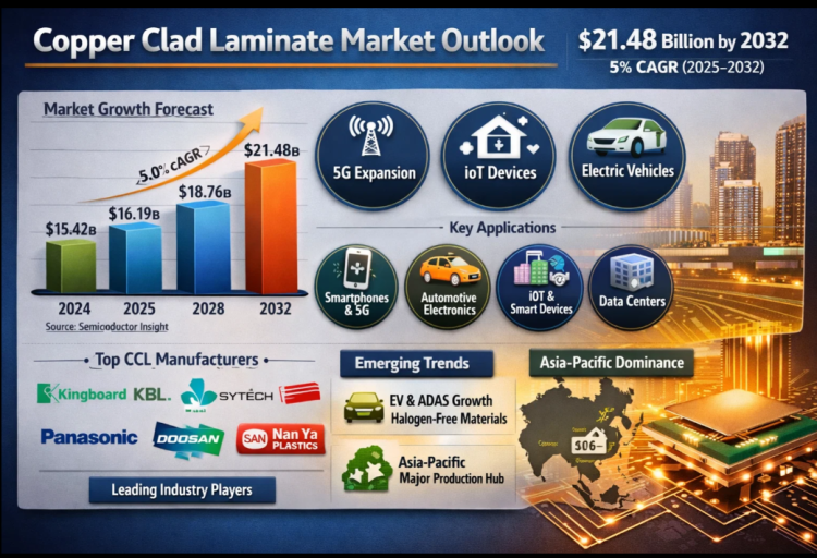 Copper Clad Laminate Market to Reach $21.48B by 2032 Driven by 5G, IoT and EV Electronics Demand