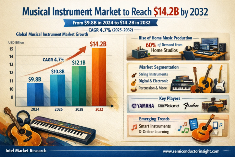 Musical Instrument Market Forecast to Hit $14.2B by 2032 with Rise of Home Music Production
