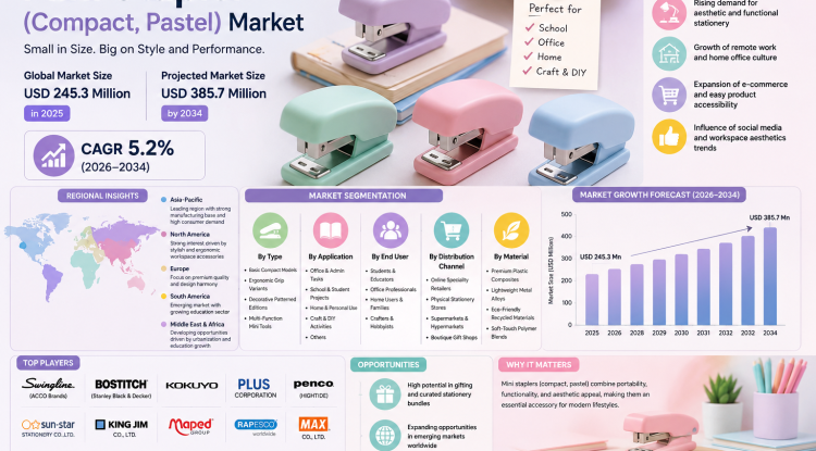 Mini stapler (compact, pastel) Market Growth Analysis, Dynamics, Key Players and Innovations, Outlook and Forecast 2026-2034