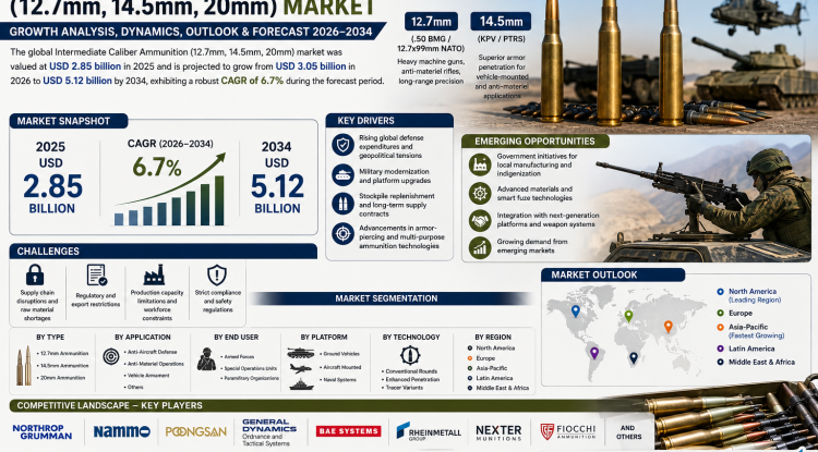 Intermediate Caliber Ammunition (12.7mm, 14.5mm, 20mm) Market Growth Analysis, Dynamics, Key Players and Innovations, Outlook and Forecast 2026-2034