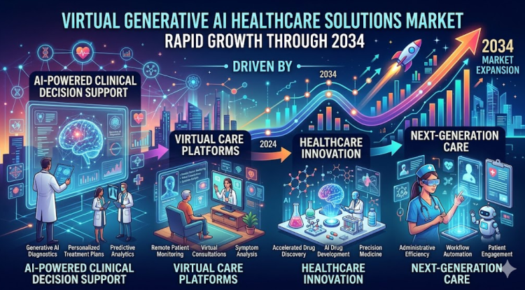 Virtual Generative AI Healthcare Solutions Market to Experience Rapid Growth Through 2034, Driven by AI-Powered Clinical Decision Support, Virtual Care Platforms, and Next-Generation Healthcare Innovation