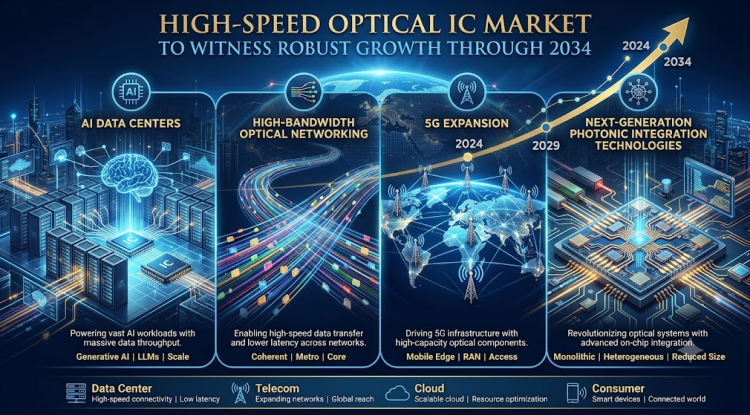 High-Speed Optical IC Market to Witness Robust Growth Through 2034, Driven by AI Data Centers, High-Bandwidth Optical Networking, 5G Expansion, and Next-Generation Photonic Integration Technologies