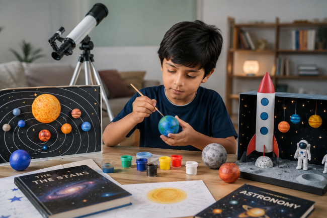 Bringing the Universe Indoors: Simple and Fun Astronomy Projects for Kids